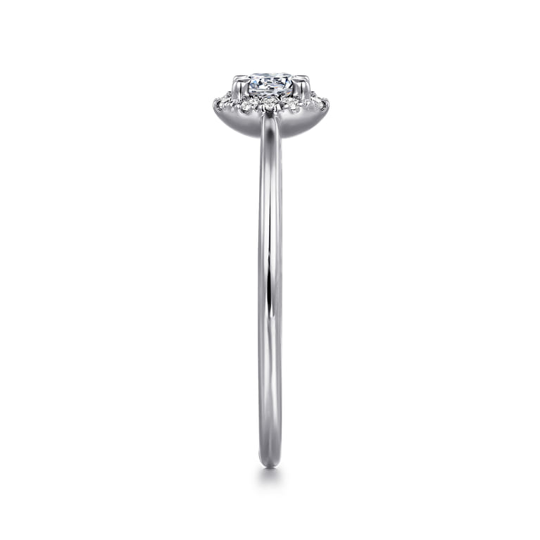 Promise Ring - 14K White Gold White Sapphire and Diamond Halo Promise Ring - 0.06 ct - Shot 4