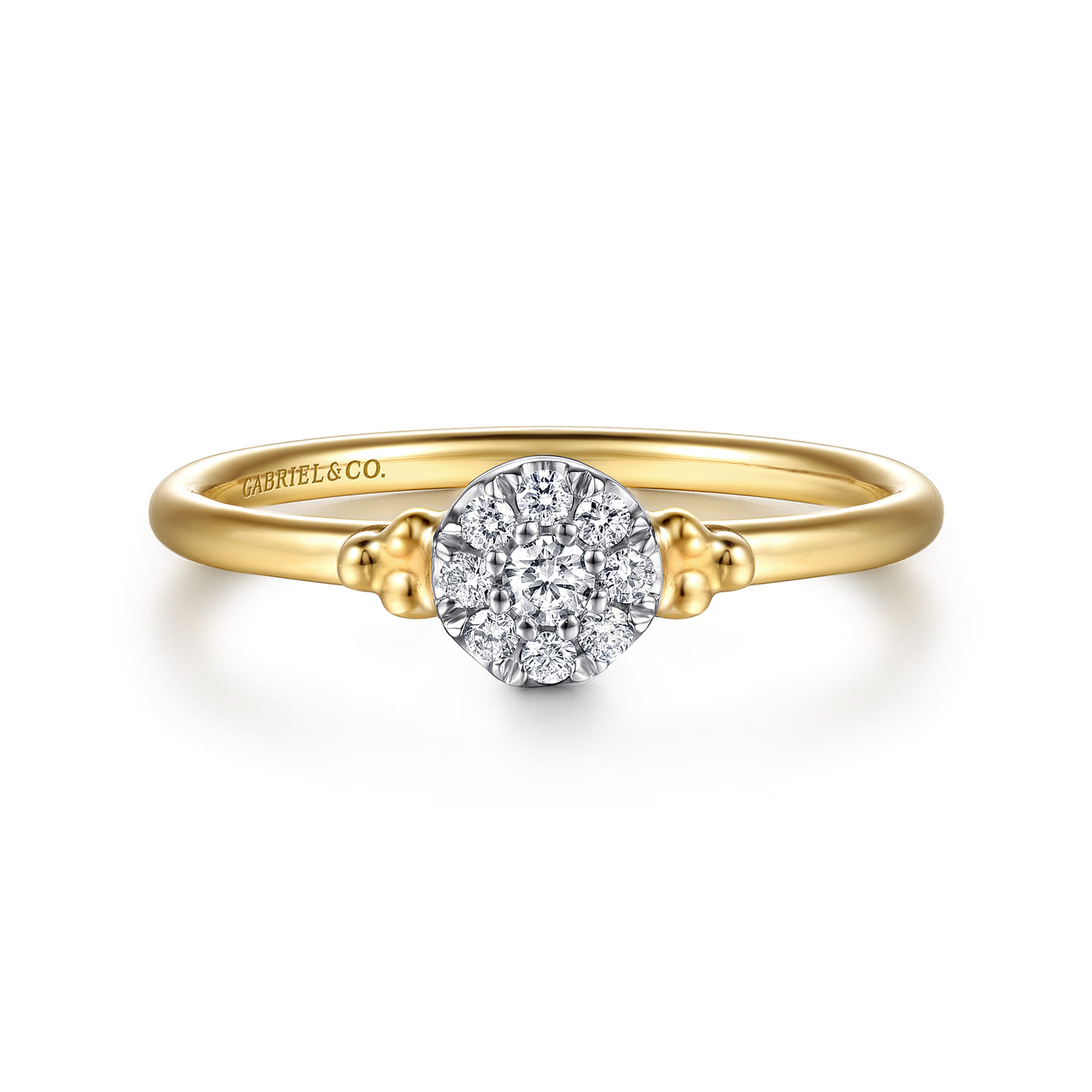 Promise Ring - 14K White  Yellow Gold Bujukan Diamond Cluster Promise Ring