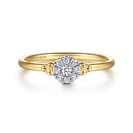 Promise Ring - 14K White  Yellow Gold Bujukan Diamond Cluster Promise Ring