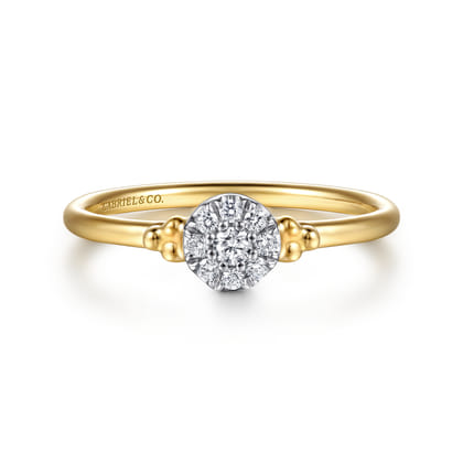Promise Ring - 14K White  Yellow Gold Bujukan Diamond Cluster Promise Ring