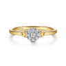 Promise Ring - 14K White  Yellow Gold Bujukan Diamond Cluster Promise Ring - 0.11 ct