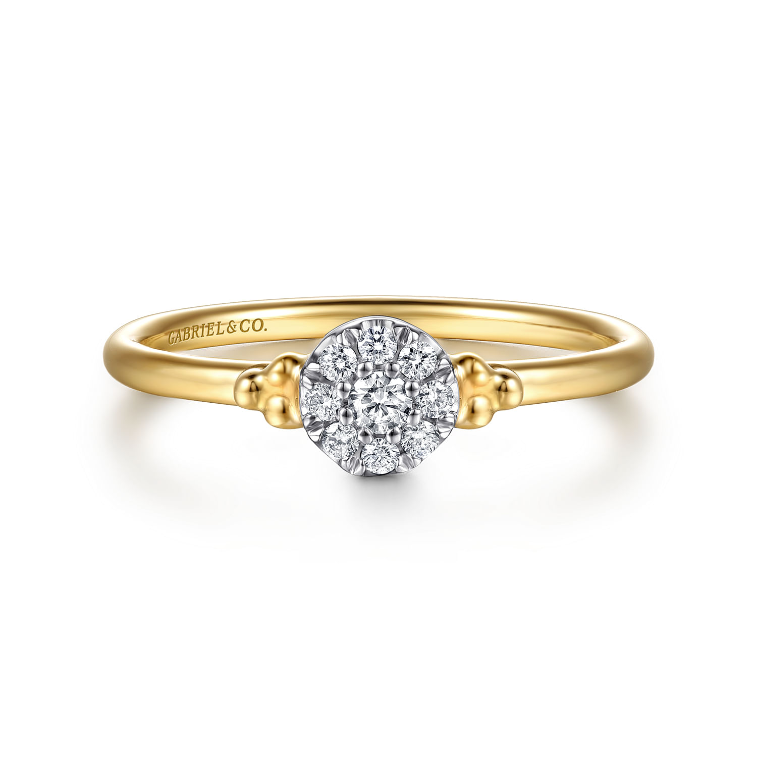 Promise Ring - 14K White  Yellow Gold Bujukan Diamond Stackable Ring