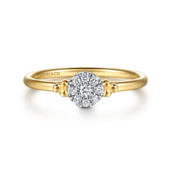 Promise Ring - 14K White  Yellow Gold Bujukan Diamond Stackable Ring