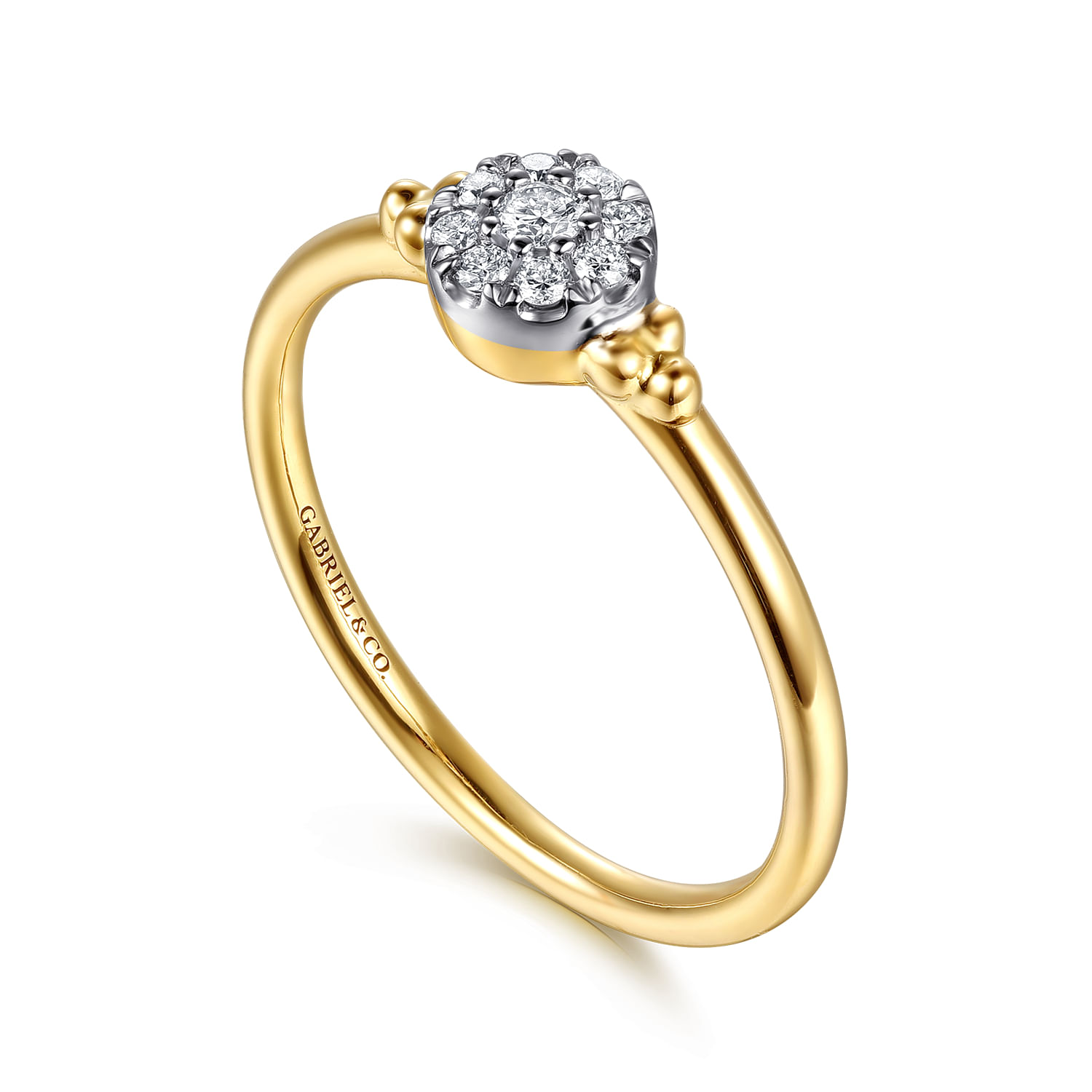 Promise Ring - 14K White  Yellow Gold Bujukan Diamond Stackable Ring
