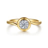 Promise Ring - 14K White  Yellow Gold White Sapphire Bezel Promise Ring