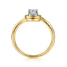 Promise Ring - 14K White  Yellow Gold White Sapphire Bezel Promise Ring