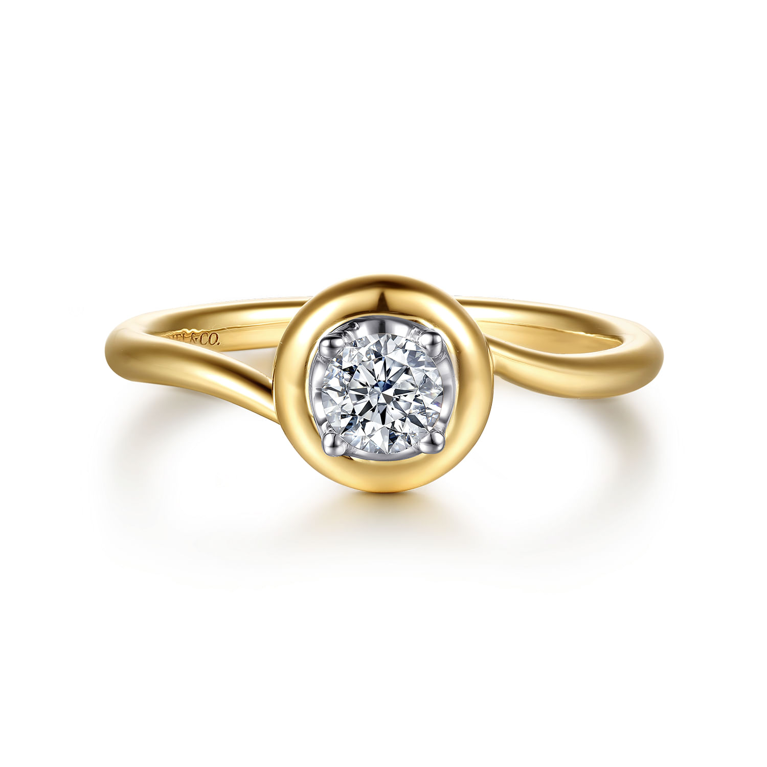 Promise Ring - 14K White  Yellow Gold White Sapphire Stackable Ring