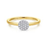 Promise Ring - 14K White and Yellow Gold Classic Round Diamond Pave Promise Ring - 0.1 ct
