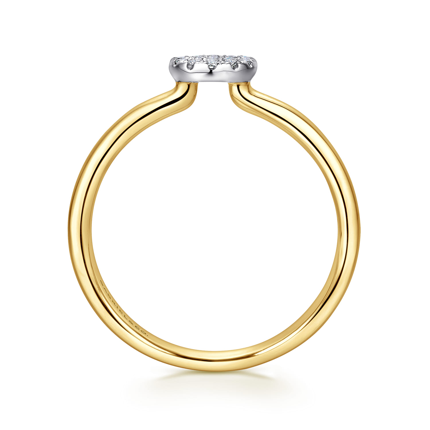 Promise Ring - 14K White and Yellow Gold Classic Round Diamond Pave Promise Ring - 0.1 ct - Shot 2