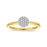 Promise Ring - 14K White and Yellow Gold Classic Round Diamond Pave Promise Ring - 0.1 ct
