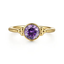 Promise Ring - 14K Yellow Gold Amethyst Bujukan Ladies' Ring