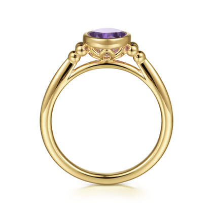 Promise Ring - 14K Yellow Gold Amethyst Bujukan Ladies' Ring