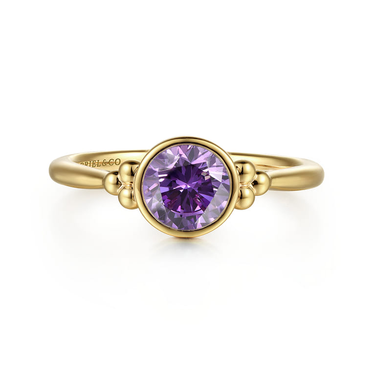 Promise Ring - 14K Yellow Gold Amethyst Bujukan Promise Ring - Shot 1