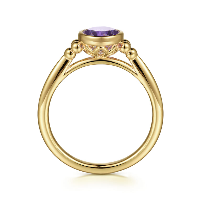 Promise Ring - 14K Yellow Gold Amethyst Bujukan Promise Ring - Shot 2