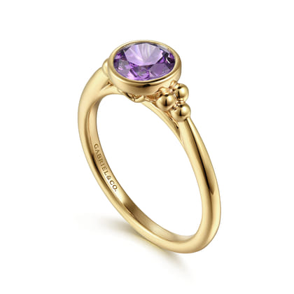 Promise Ring - 14K Yellow Gold Amethyst Bujukan Promise Ring