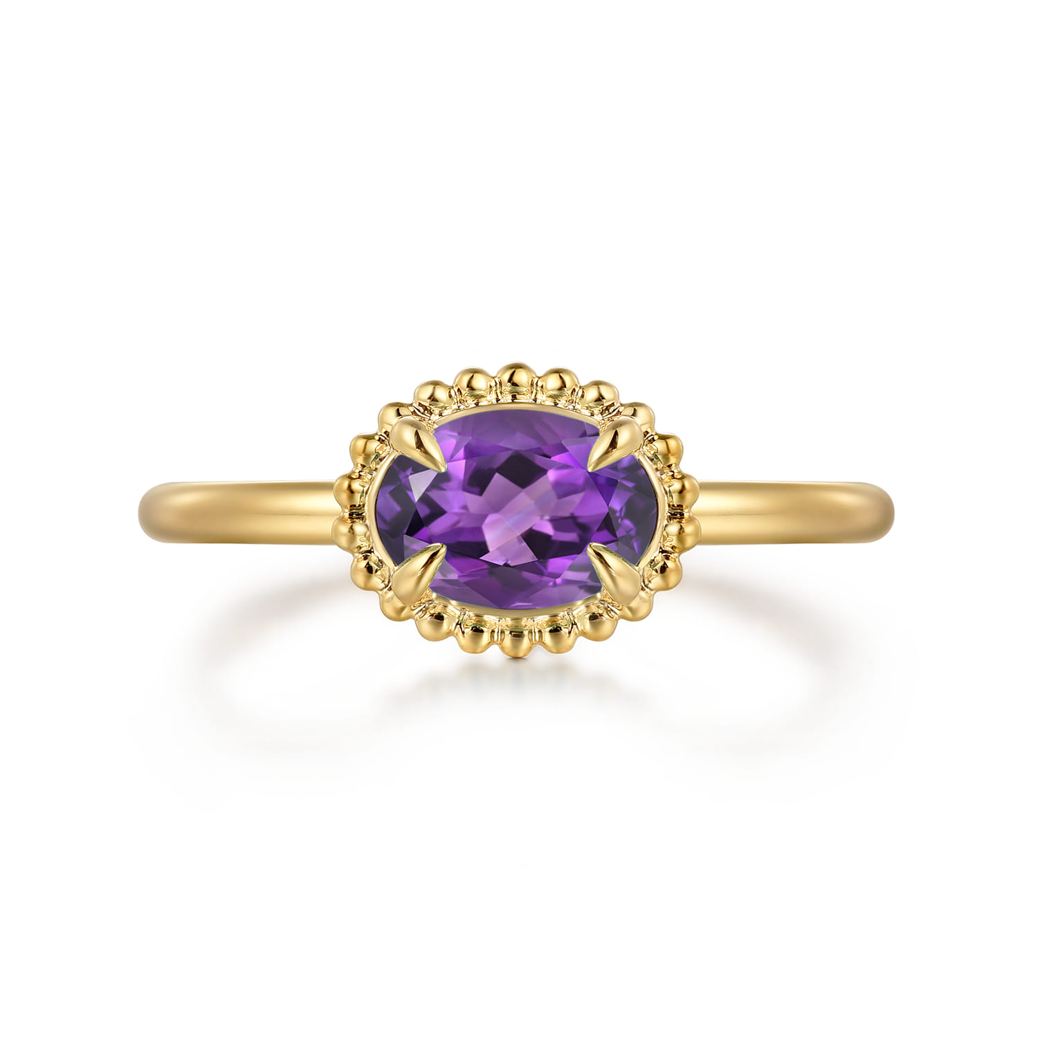 Promise Ring - 14K Yellow Gold Amethyst Promise Ring - Shot 1