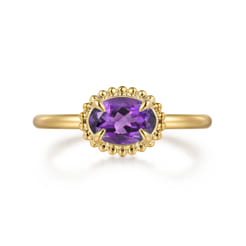 Promise Ring - 14K Yellow Gold Amethyst Promise Ring