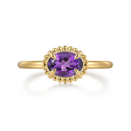 Promise Ring - 14K Yellow Gold Amethyst Promise Ring
