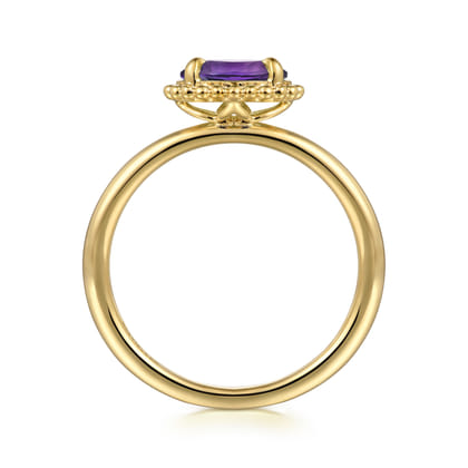 Promise Ring - 14K Yellow Gold Amethyst Promise Ring