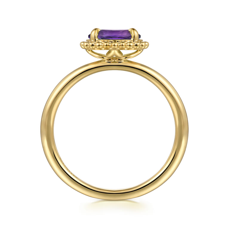 Promise Ring - 14K Yellow Gold Amethyst Promise Ring - Shot 2