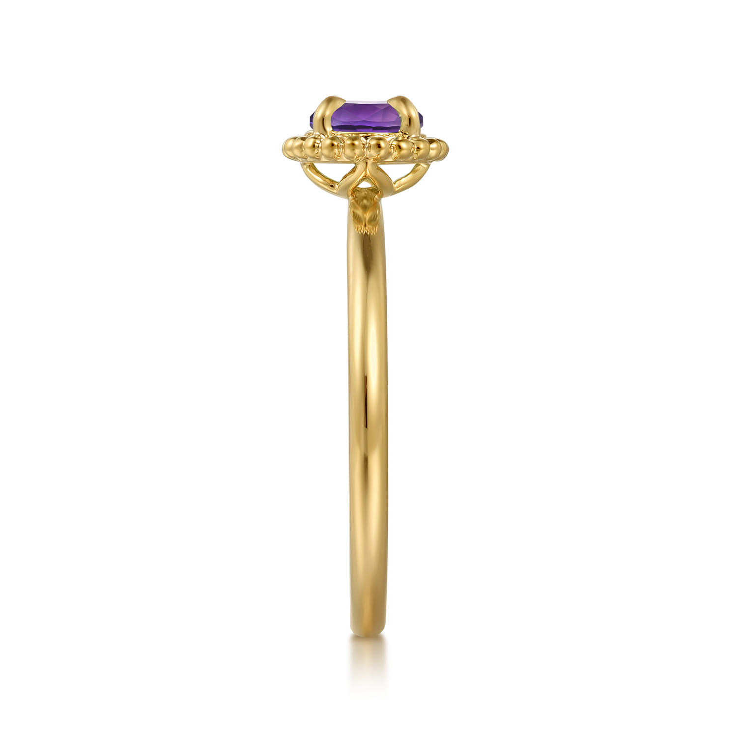 Promise Ring - 14K Yellow Gold Amethyst Promise Ring - Shot 4