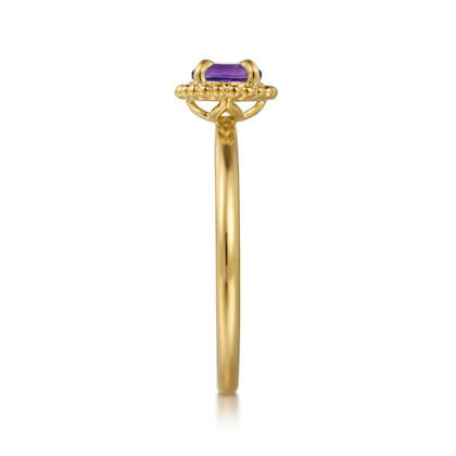 Promise Ring - 14K Yellow Gold Amethyst Promise Ring