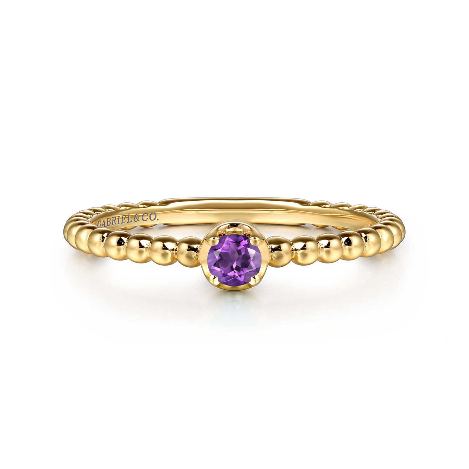 Promise Ring - 14K Yellow Gold Amethyst Stackable Promise Ring - Shot 1
