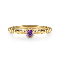 Promise Ring - 14K Yellow Gold Amethyst Stackable Promise Ring