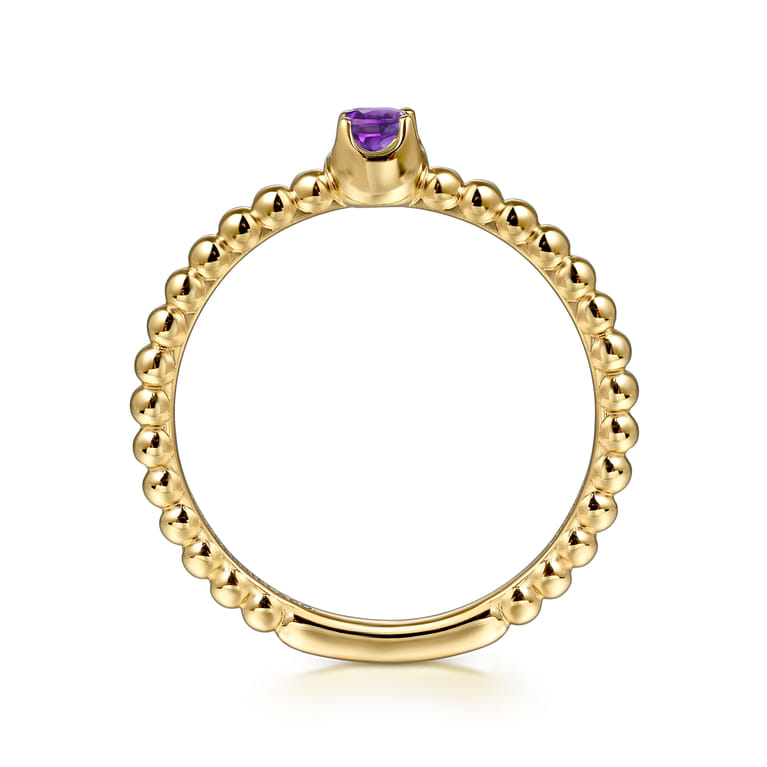 Promise Ring - 14K Yellow Gold Amethyst Stackable Promise Ring - Shot 2