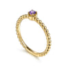 Promise Ring - 14K Yellow Gold Amethyst Stackable Promise Ring