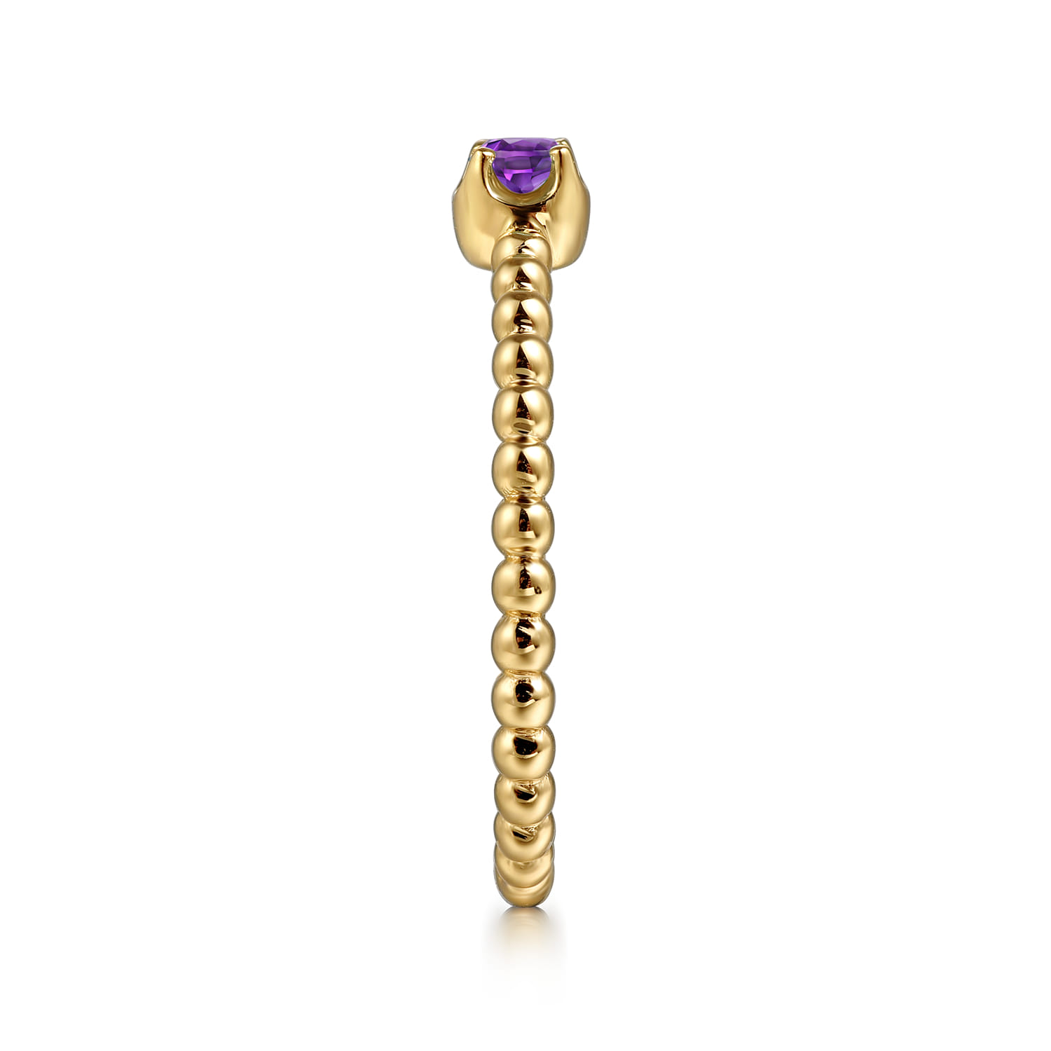 Promise Ring - 14K Yellow Gold Amethyst Stackable Promise Ring - Shot 4