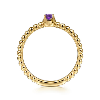 Promise Ring - 14K Yellow Gold Amethyst Stackable Ring