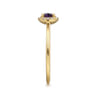 Promise Ring - 14K Yellow Gold Amethyst and Diamond Halo Promise Ring - 0.06 ct