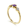 Promise Ring - 14K Yellow Gold Amethyst and Diamond Promise Ring - 0.05 ct