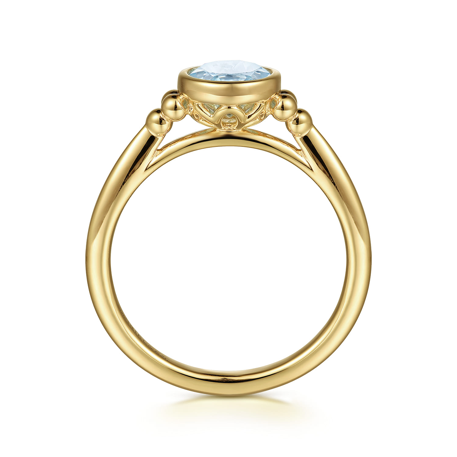 Promise Ring - 14K Yellow Gold Aquamarine Bujukan Ladies' Ring