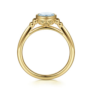 Promise Ring - 14K Yellow Gold Aquamarine Bujukan Ladies' Ring