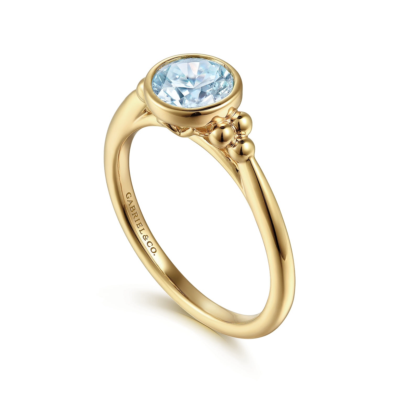 Promise Ring - 14K Yellow Gold Aquamarine Bujukan Ladies' Ring