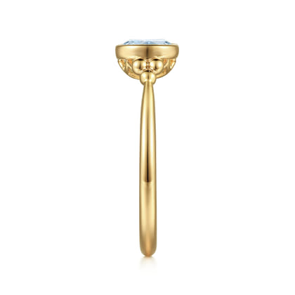 Promise Ring - 14K Yellow Gold Aquamarine Bujukan Ladies' Ring