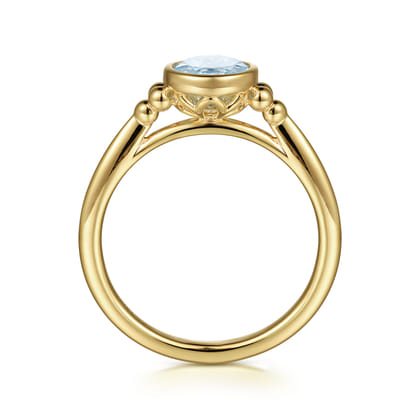 Promise Ring - 14K Yellow Gold Aquamarine Bujukan Promise Ring