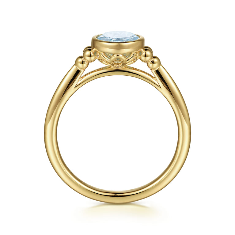 Promise Ring - 14K Yellow Gold Aquamarine Bujukan Promise Ring - Shot 2
