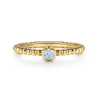Promise Ring - 14K Yellow Gold Aquamarine Stackable Promise Ring