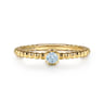 Promise Ring - 14K Yellow Gold Aquamarine Stackable Promise Ring