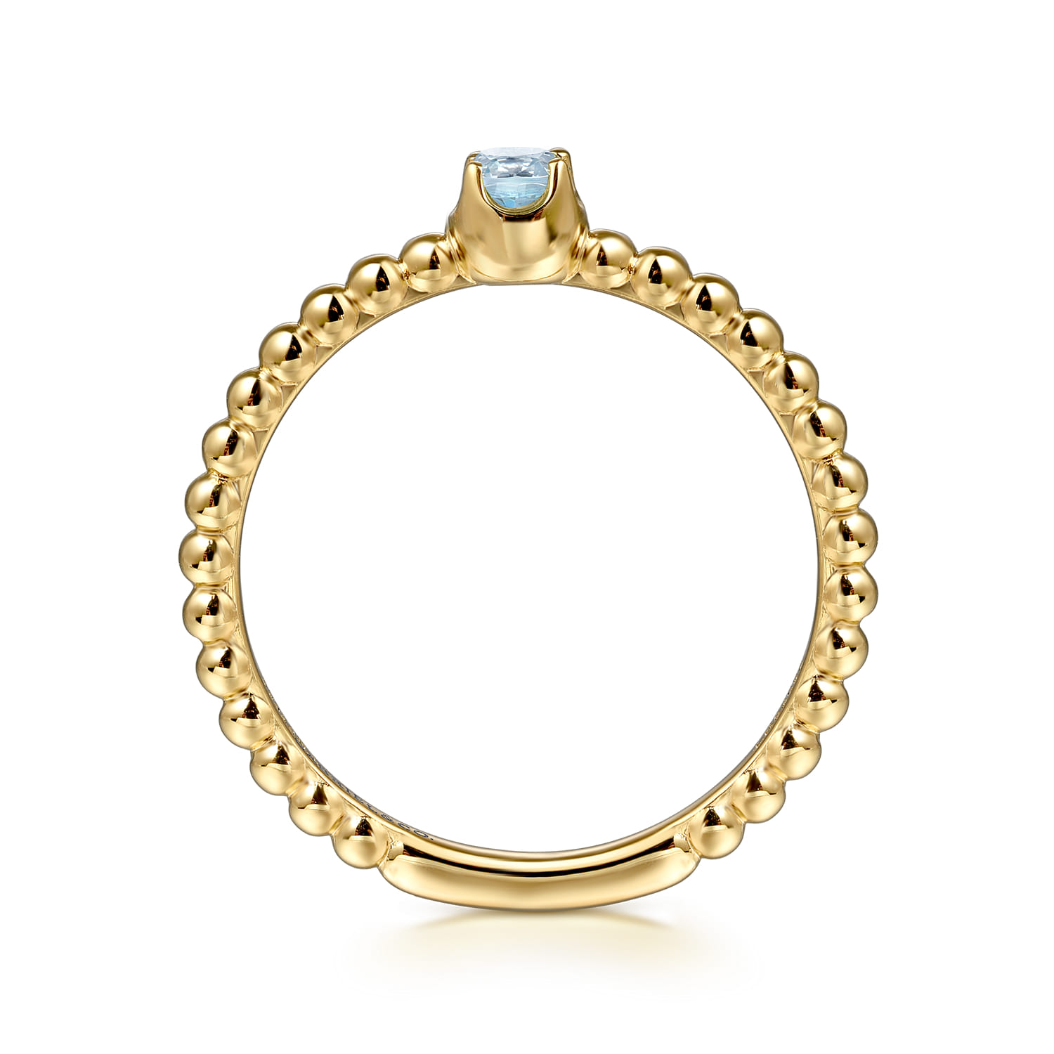 Promise Ring - 14K Yellow Gold Aquamarine Stackable Promise Ring - Shot 2