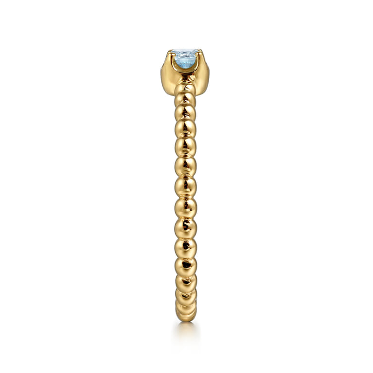 Promise Ring - 14K Yellow Gold Aquamarine Stackable Promise Ring - Shot 4