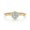 Promise Ring - 14K Yellow Gold Aquamarine and Diamond Halo Promise Ring - 0.06 ct