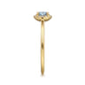 Promise Ring - 14K Yellow Gold Aquamarine and Diamond Halo Promise Ring - 0.06 ct