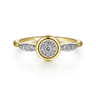 Promise Ring - 14K Yellow Gold Bezel Set Cluster Diamond Center and Diamond Accent Promise Ring - 0.17 ct