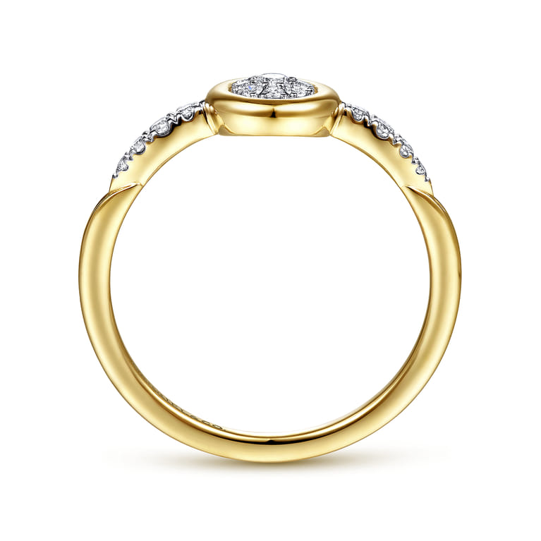 Promise Ring - 14K Yellow Gold Bezel Set Cluster Diamond Center and Diamond Accent Promise Ring - 0.17 ct - Shot 2