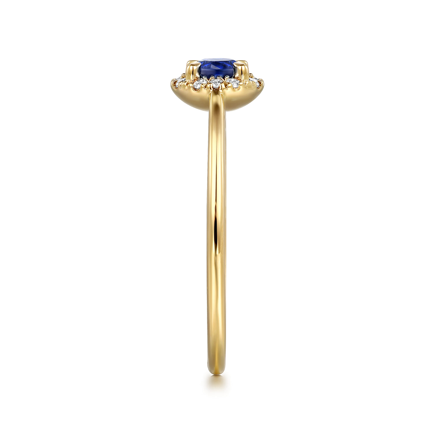 Promise Ring - 14K Yellow Gold Blue Sapphire and Diamond Halo Promise Ring - 0.06 ct - Shot 4