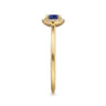 Promise Ring - 14K Yellow Gold Blue Sapphire and Diamond Halo Promise Ring - 0.06 ct